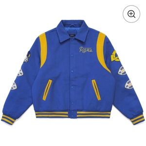 Men’s Malbon Los Angeles Rams Bomber Varsity Jacket Blue Size S